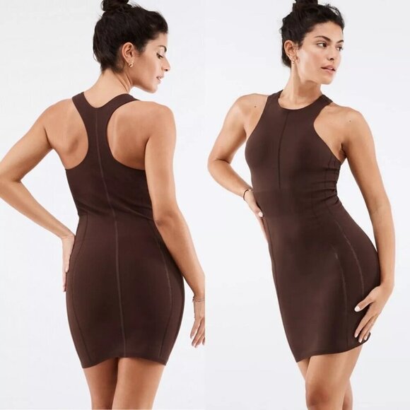 Fabletics Women's Ace Sculpt Knit Dress- Chicory Coffee Medium - Picture 1 of 5